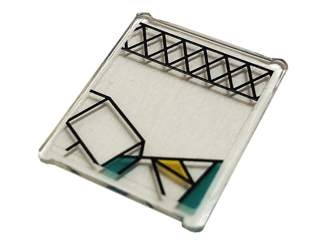 Glass for Window 1 x 3 x 3 Flat Front with Dark Turquoise and Yellow Stained Glass and Black Lattice Pattern (Sticker) - Set 75980