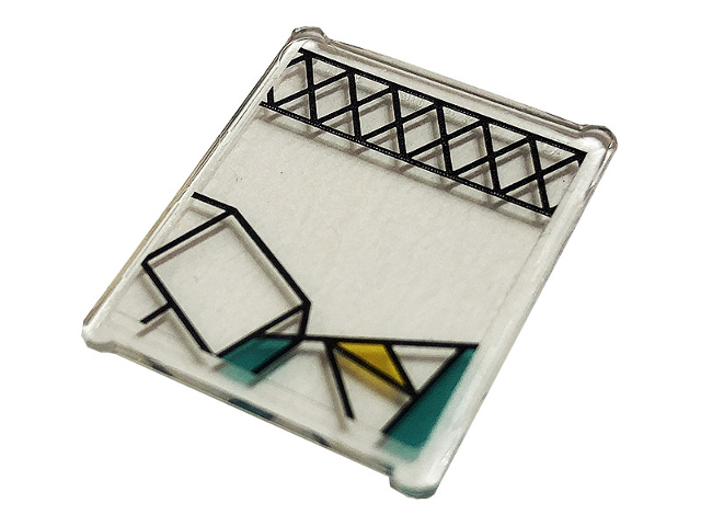 Glass for Window 1 x 3 x 3 Flat Front with Dark Turquoise and Yellow Stained Glass and Black Lattice Pattern (Sticker) - Set 75980