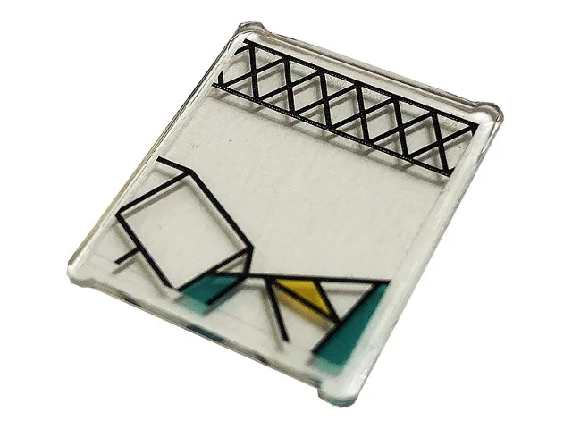 Glass for Window 1 x 3 x 3 Flat Front with Dark Turquoise and Yellow Stained Glass and Black Lattice Pattern (Sticker) - Set 75980