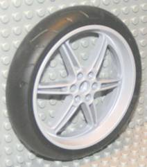 Wheel Technic Street Bike (8420) with Black Tire Technic Street Bike (8420) - Narrow, Front (51378 / 51380)