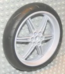 Wheel Technic Street Bike (8420) with Black Tire Technic Street Bike (8420) - Narrow, Front (51378 / 51380)