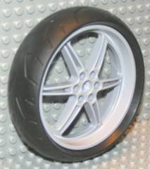 Wheel Technic Street Bike (8420) with Black Tire Technic Street Bike (8420) - Wide, Rear (51378 / 51379)