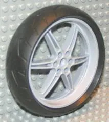 Wheel Technic Street Bike (8420) with Black Tire Technic Street Bike (8420) - Wide, Rear (51378 / 51379)