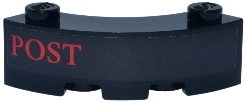 Brick, Round Corner 3 x 3 Macaroni with 2 Studs with Red 'POST' Pattern Model Left Side (Sticker) - Set 76457