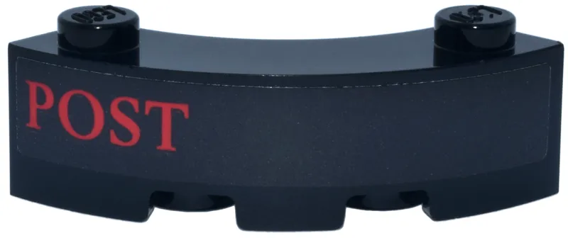 Brick, Round Corner 3 x 3 Macaroni with 2 Studs with Red 'POST' Pattern Model Left Side (Sticker) - Set 76457