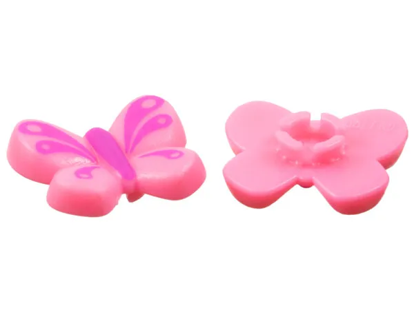 Clikits, Icon Butterfly 2 x 2 with Pin with Dark Pink Body and Wing Markings Pattern