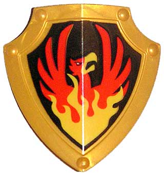 Duplo Utensil Shield, Angled Triangle with Phoenix Pattern