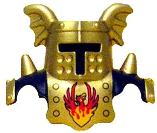 Duplo Wear Head Armor with Gold Face Shield and Gold Top and Gold Breastplate and Phoenix Pattern