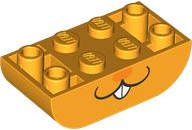 Slope, Curved 4 x 2 Inverted Double with Bunny / Rabbit Lower Face with Orange Nose and White Buck Teeth Pattern