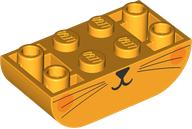 Slope, Curved 4 x 2 Inverted Double with Cat Lower Face with Orange Cheeks and Black Nose and Whiskers Pattern