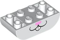 Slope, Curved 4 x 2 Inverted Double with Bunny / Rabbit Lower Face with Bright Pink Nose and White Buck Teeth Pattern