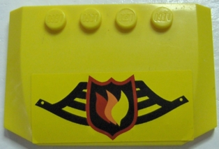 Wedge 4 x 6 x 2/3 Triple Curved with Fire Logo Badge on Black Fire Helmet Pattern (Sticker) - Set 7891