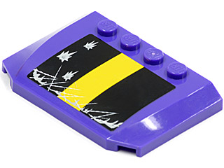 Wedge 4 x 6 x 2/3 Triple Curved with Yellow Stripe on Black Background with Damage Pattern (Sticker) - Set 5982