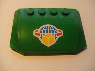 Wedge 4 x 6 x 2/3 Triple Curved with Box and Arrows and Globe on Green Background Pattern (Sticker) - Set 7633