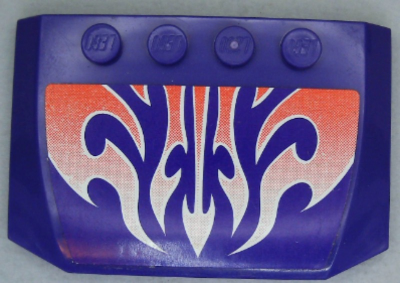 Wedge 4 x 6 x 2/3 Triple Curved with Red and White Faded Flames Pattern (Sticker) - Set 8491