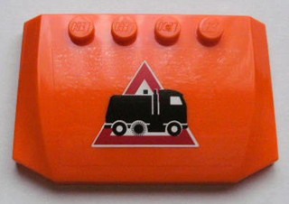 Wedge 4 x 6 x 2/3 Triple Curved with Street Sweeper Truck on Danger Sign Pattern (Sticker) - Set 8404