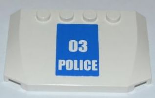 Wedge 4 x 6 x 2/3 Triple Curved with White '03 POLICE' on Blue Background Pattern (Sticker) - Set 7286