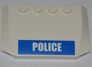 Wedge 4 x 6 x 2/3 Triple Curved with White 'POLICE' on Blue Stripe Pattern (Sticker) - Set 4441