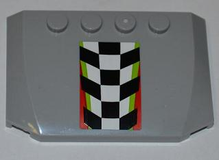 Wedge 4 x 6 x 2/3 Triple Curved with Checkered Pattern with Red and Lime Border (Sticker) - Set 4433