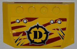 Wedge 4 x 6 x 2/3 Triple Curved with 4 Rivets, Wide Claw Scratch Marks and Dino Logo on Dark Red Tiger Stripes Pattern (Sticker) - Set 5884