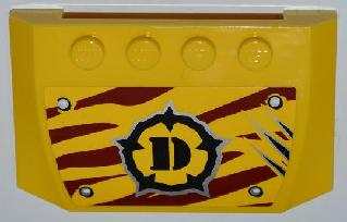 Wedge 4 x 6 x 2/3 Triple Curved with 4 Rivets, 3 Claw Scratch Marks and Dino Logo on Dark Red Tiger Stripes Pattern (Sticker) - Set 5887