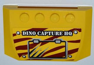 Wedge 4 x 6 x 2/3 Triple Curved with 'DINO CAPTURE HQ' and Scratched Hatch on Dark Red Tiger Stripes Pattern (Sticker) - Set 5887