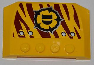 Wedge 4 x 6 x 2/3 Triple Curved with 4 Rivets and Dino Logo on Dark Red Tiger Stripes Pattern Model Right Side (Sticker) - Set 5888