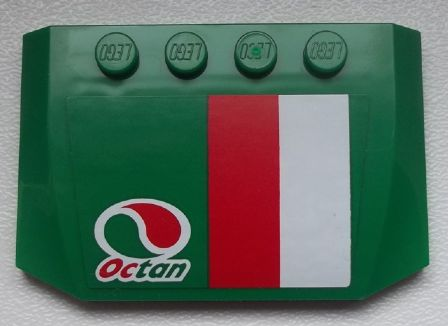 Wedge 4 x 6 x 2/3 Triple Curved with Octan Logo and Red-White Stripe Pattern (Sticker) - Set 60025