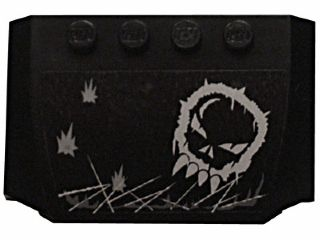Wedge 4 x 6 x 2/3 Triple Curved with Skull Graffiti and Damage Marks Pattern (Sticker) - Set 5972