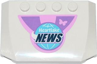 Wedge 4 x 6 x 2/3 Triple Curved with Pink Butterfly and Globe with 'Heartlake NEWS' Pattern (Sticker) - Set 41056