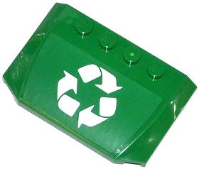 Wedge 4 x 6 x 2/3 Triple Curved with White Recycling Arrows Pattern (Sticker) - Set 70805