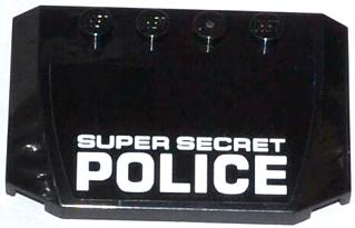 Wedge 4 x 6 x 2/3 Triple Curved with White 'SUPER SECRET POLICE' Pattern (Sticker) - Set 70808