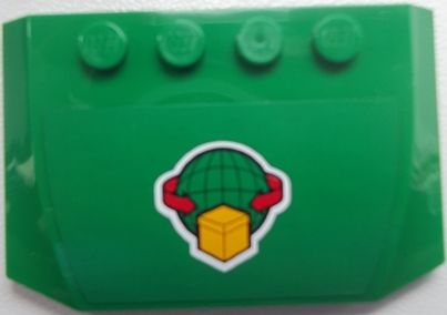 Wedge 4 x 6 x 2/3 Triple Curved with Yellow Box, Red Arrows, and Wire Frame Globe Logo Pattern (Sticker) - Set 60052