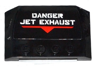 Wedge 4 x 6 x 2/3 Triple Curved with White 'DANGER JET EXHAUST' over Red Trim Pattern (Sticker) - Set 70815