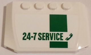 Wedge 4 x 6 x 2/3 Triple Curved with Green '24-7 SERVICE' on White Background Pattern (Sticker) - Sets 60081 / 60097