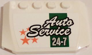 Wedge 4 x 6 x 2/3 Triple Curved with 'Auto Service 24-7' and Orange Stars on White Background Pattern (Sticker) - Set 60081