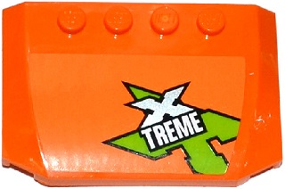 Wedge 4 x 6 x 2/3 Triple Curved with Lime, Silver and White 'XTREME' Pattern (Sticker) - Set 60085