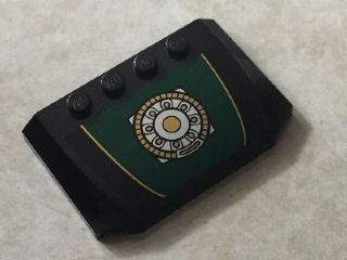 Wedge 4 x 6 x 2/3 Triple Curved with Gold and Silver Ring Ornament on Dark Green Pattern (Sticker) - Set 76006