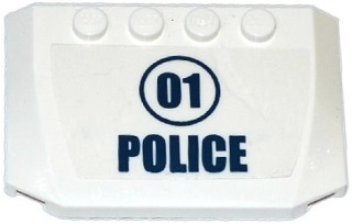 Wedge 4 x 6 x 2/3 Triple Curved with '01' in Dark Blue Circle and 'POLICE' Pattern (Sticker) - Set 60068