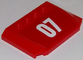 Wedge 4 x 6 x 2/3 Triple Curved with White '07' on Red Background Pattern (Sticker) - Set 60107