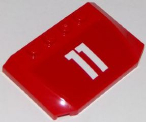 Wedge 4 x 6 x 2/3 Triple Curved with White '11' on Red Background Pattern (Sticker) - Set 60111