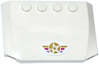 Wedge 4 x 6 x 2/3 Triple Curved with Star in Gold Circle on Gold, Magenta and Medium Lavender Stripes Pattern (Sticker) - Set 41107