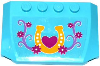 Wedge 4 x 6 x 2/3 Triple Curved with Horseshoe, Heart, Flowers and Stems Pattern (Sticker) - Set 41125
