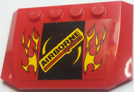 Wedge 4 x 6 x 2/3 Triple Curved with 'AIRBORNE spoilers' and Yellow Flames Pattern (Sticker) - Set 60027