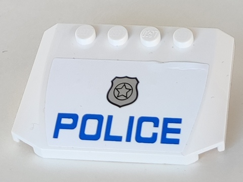 Wedge 4 x 6 x 2/3 Triple Curved with Blue 'POLICE' and Silver Badge Pattern (Sticker) - Set 60045