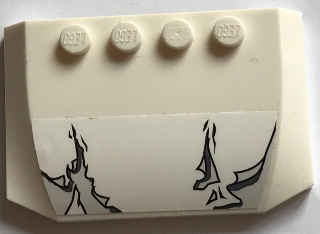 Wedge 4 x 6 x 2/3 Triple Curved with Black and Silver Tear Marks on White Background  Pattern (Sticker) - Set 70907