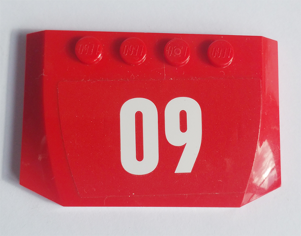 Wedge 4 x 6 x 2/3 Triple Curved with White '09' on Red Background Pattern (Sticker) - Set 60110