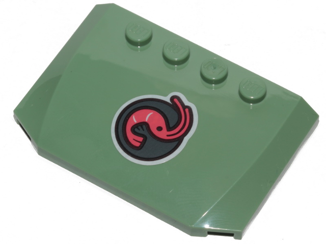 Wedge 4 x 6 x 2/3 Triple Curved with Red Shrimp on Dark Gray Background Pattern (Sticker) - Set 70419