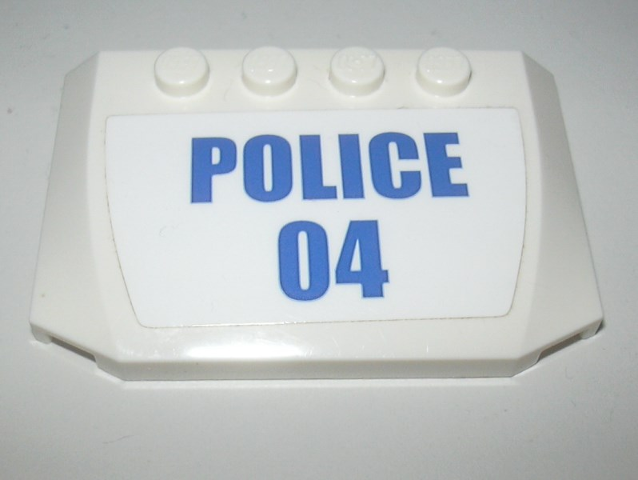 Wedge 4 x 6 x 2/3 Triple Curved with Blue 'POLICE' and '04' on White Background Pattern (Sticker) - Set 60139