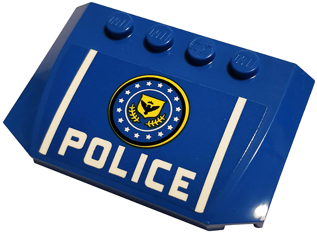 Wedge 4 x 6 x 2/3 Triple Curved with Yellow and Blue Badge, Black Bird, White Stars, Stripes and 'POLICE' Pattern (Sticker) - Set 76120